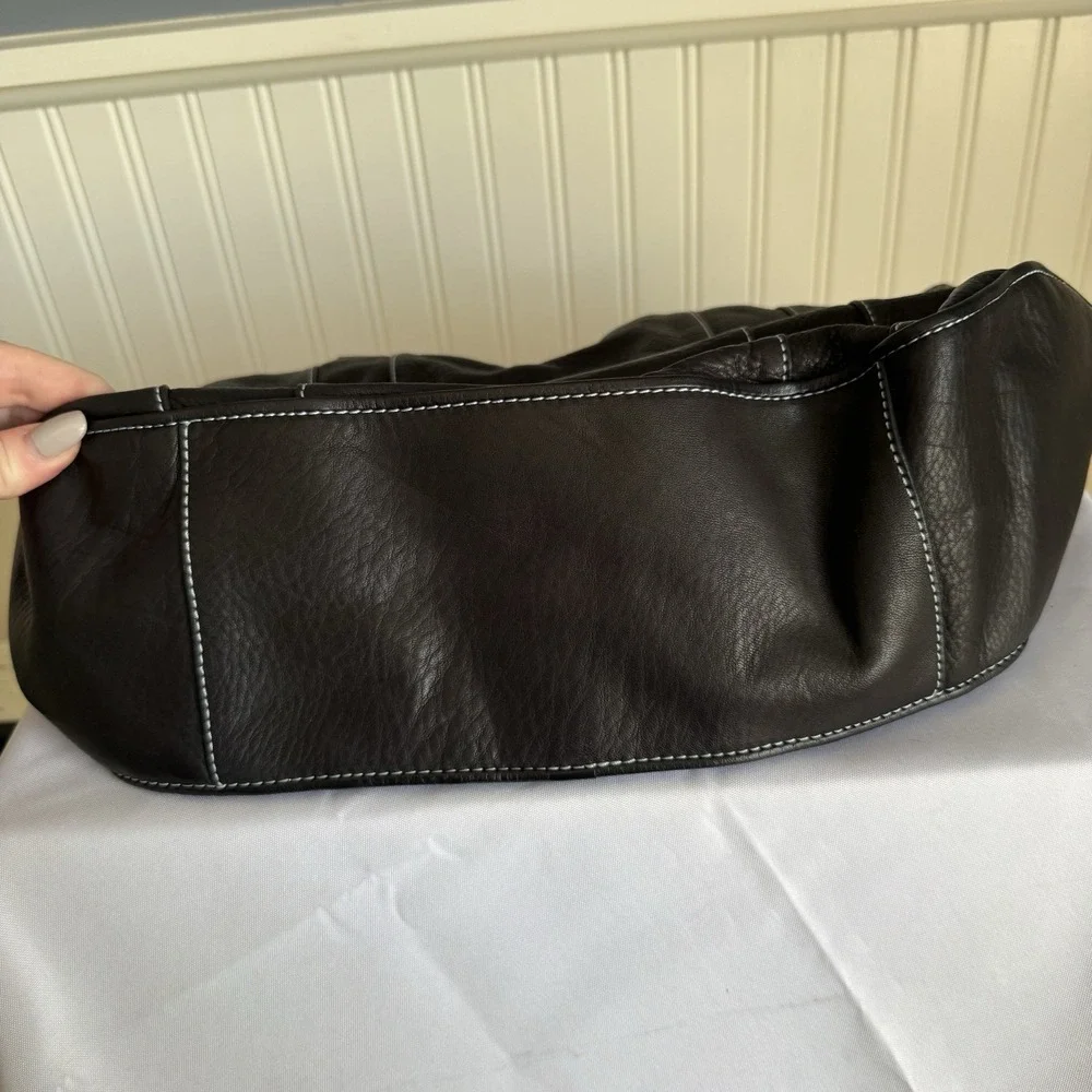 VINTAGE JUICY COUTURE Black Leather Hobo Tote Shoulder Bag Handbag Purse Dustbag